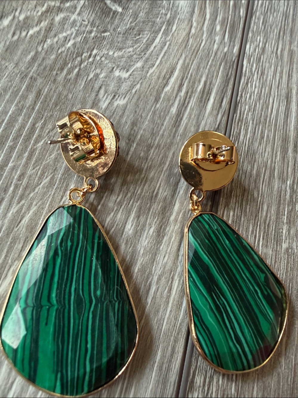 Anthropologie Stone Drop Earrings in Malachite - Picture 5 of 7